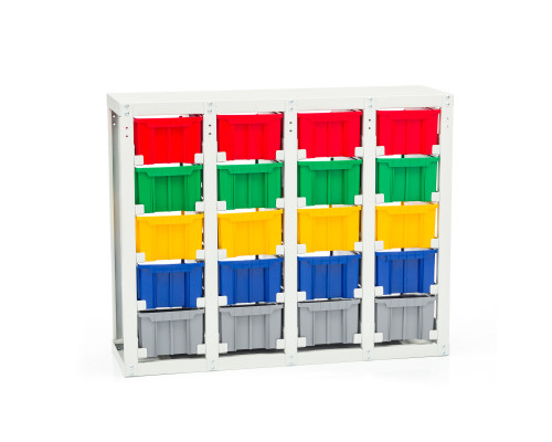 Стеллаж с направляющими Стелла-техник V3-20 стационарный, односторонний, 20 ячеек с ящиками