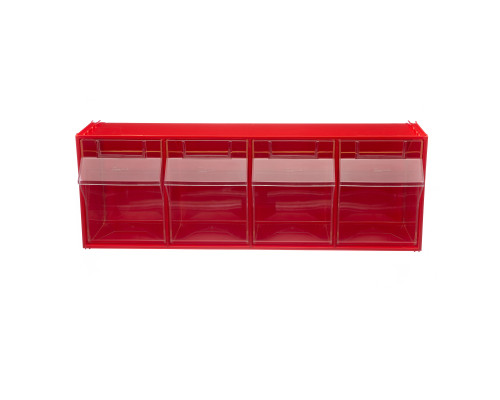 Короб откидной Стелла-техник F-600-4 , 600х178х206мм, 4 ячейки, красный, прозрачный