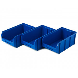 Пластиковый ящик Стелла-техник V-3-К3-синий , 210х370х300мм, комплект 3 штуки
