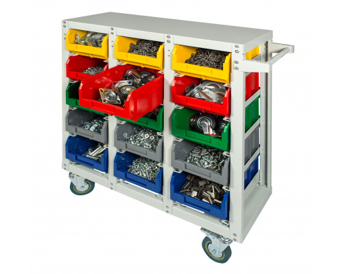 Стеллаж с направляющими мобильный, односторонний, Стелла-техник V3-15-125-И 15 ячеек, грузоподъемность 350кг