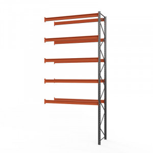 Секция приставная стеллажа металлического паллетного (6000х1800х1100 мм), 5 ярусов