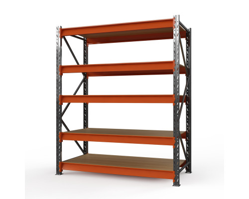 Стеллаж металлический Оптима, 3500x1530x785 мм. Ярусы: 5 шт. фанера
