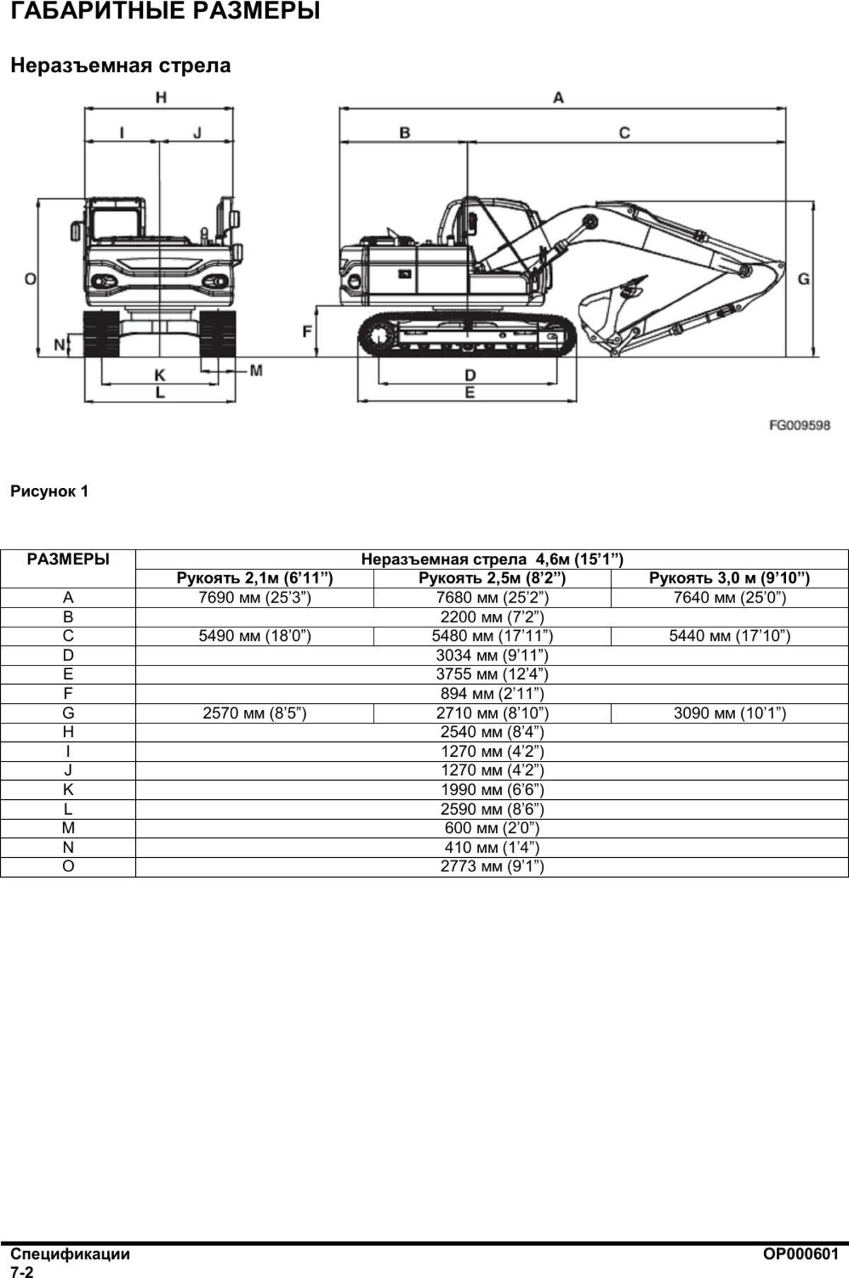 Общие размеры DX140LC-3214